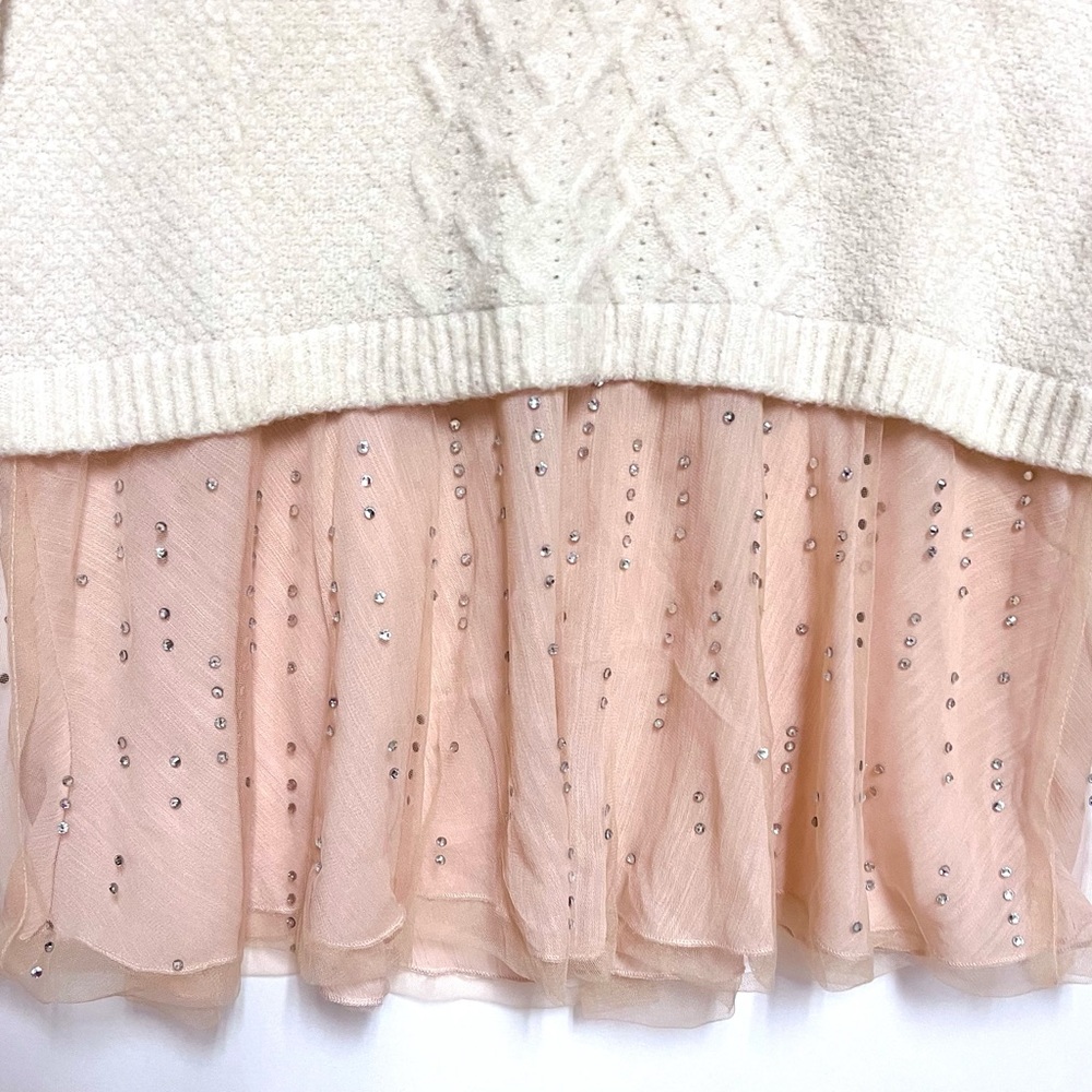 Knitted & Knotted Anthropologie Ballerina Wool Alpaca Ivory Pink Sweater Small - Picture 4 of 13